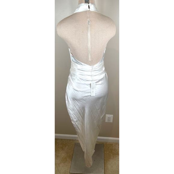 The Sei Cross Wrap Halter Neck Silk White Ivory Midi Dress Size 4 - Picture 6 of 9